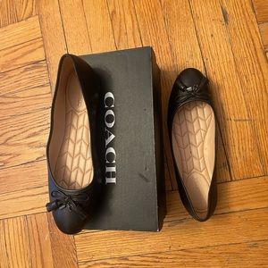 Coach black leather ballet women's shoe